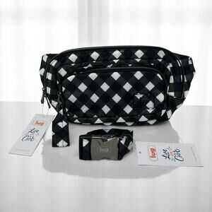 Lug Hitch Black & White Gingham Waist Belt Bag Pack Preppy Travel w Extender